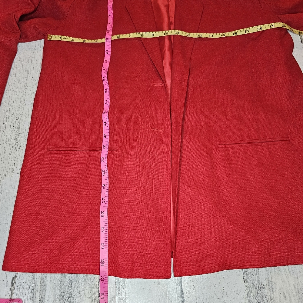 Vintage Erin London Red 100% Silk Blazer Jacket Women's Small Oversized Classic - Picture 8 of 16